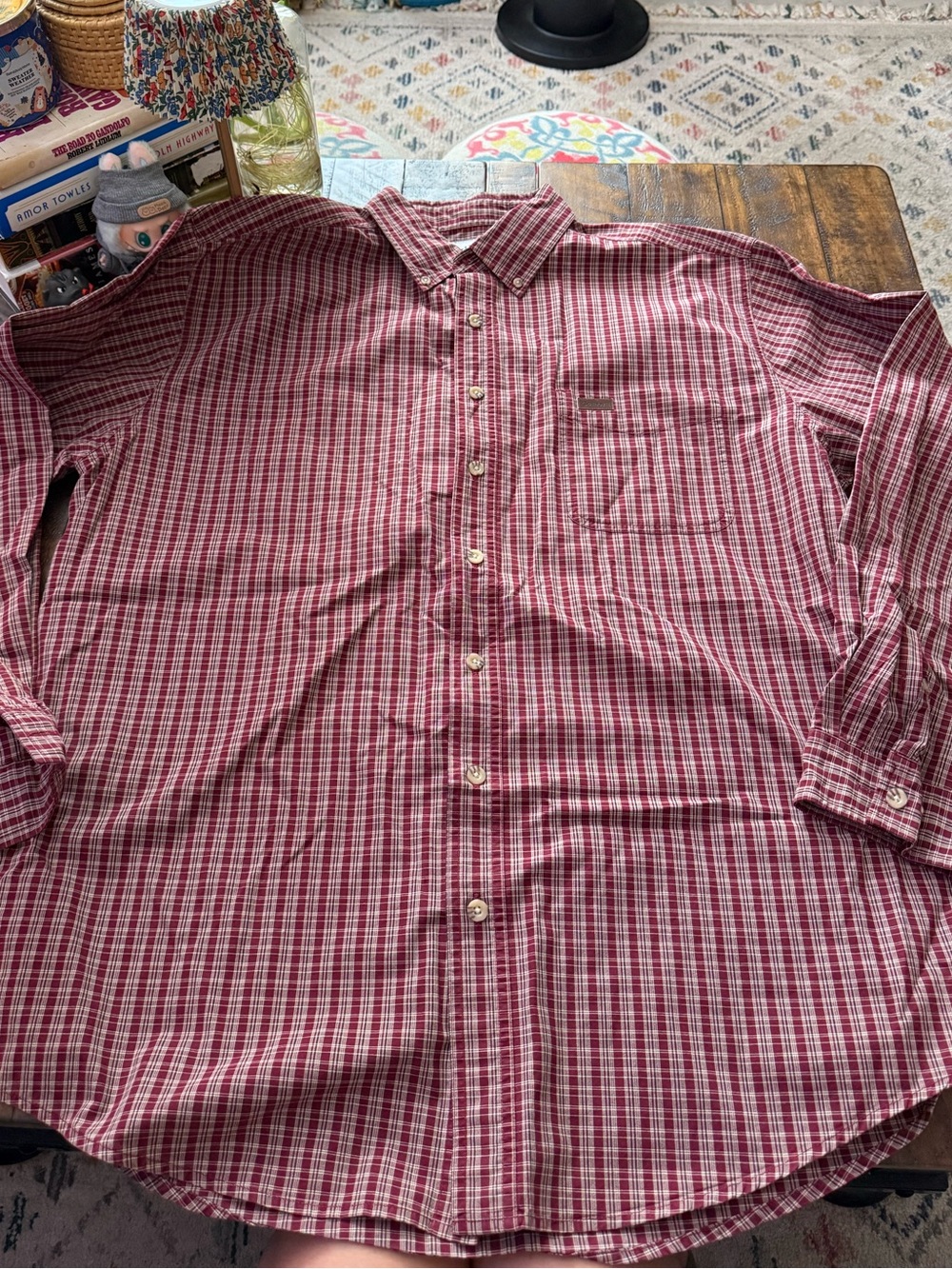 Sz XL Tall Vintage Carhartt Red Plaid 100% Cotton Button Up Shirt